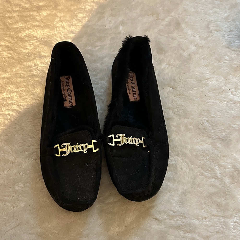 Juicy Couture Black Moccasins with Gold Accent